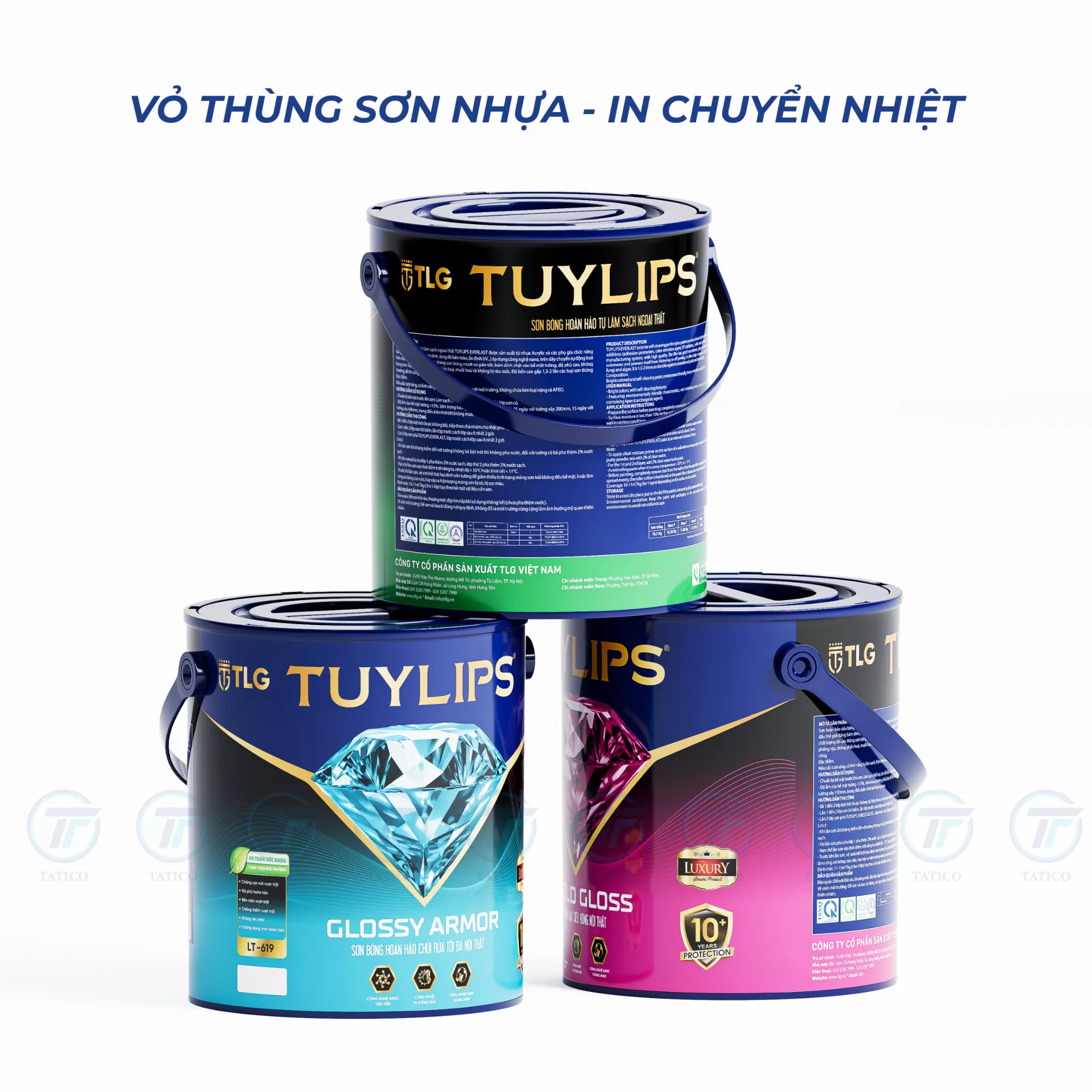 Vỏ thùng sơn nhựa Tatico mẫu độc quyền in chuyển nhiệt